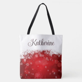 Winter Rood & Wit Sneeuwvlok Tote Bag