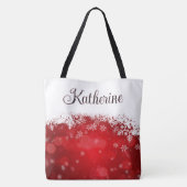 Winter Rood & Wit Sneeuwvlok Tote Bag (Achterkant)