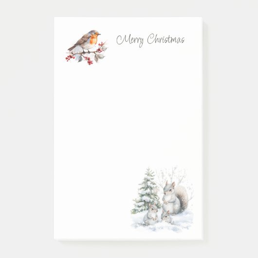 Winter Roodborst Eekhoorn Kerst Post-it® Notes (Voorkant)
