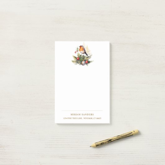 Winter Roodborst Kerst Post-it® Notes (Op bureau)