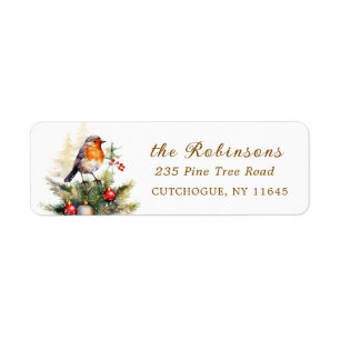 Winter Roodborst Kerstmis Etiket