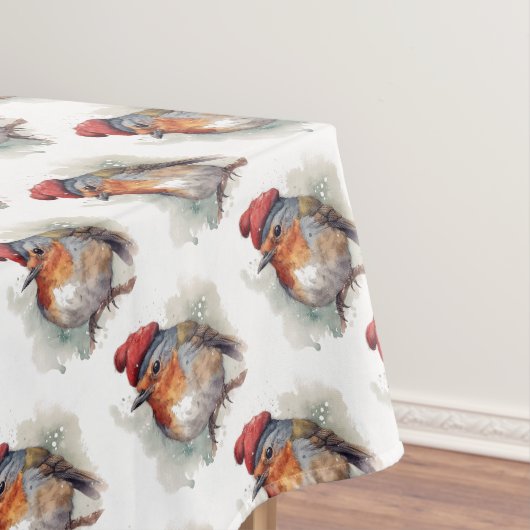 Winter Roodborst Waterverf Rood Muts Patroon Tafelkleed (Voorbeeld)