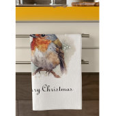 Winter Roodborst Waterverf Rood Muts Patroon Theedoek