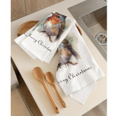 Winter Roodborst Waterverf Rood Muts Patroon Theedoek