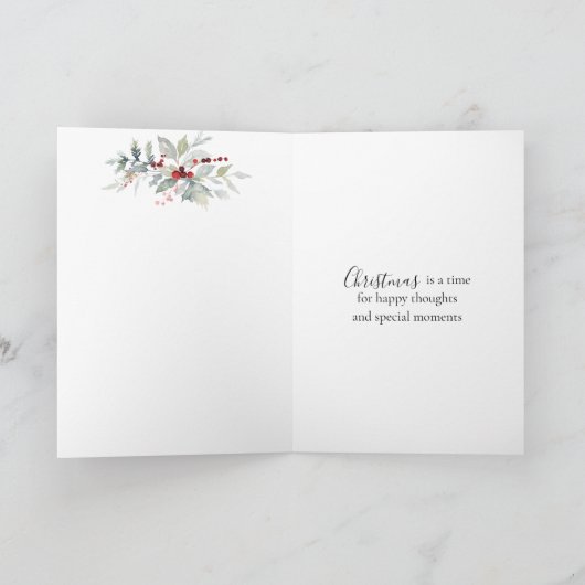 Winter Roodborstje Hulst Kerstkaart Kaart (Binnen)