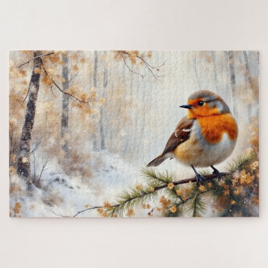 winter roodborstje legpuzzel (Horizontaal)