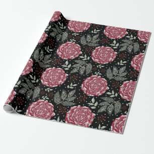 Winter Roos Bloem Cadeaupapier