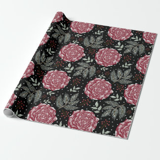 Winter Roos Bloem Cadeaupapier