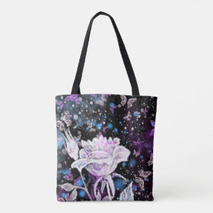 Winter Roos Canvas tas met Vlinders