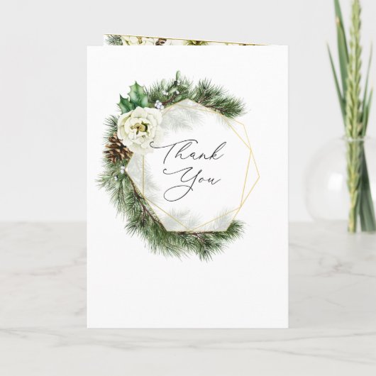 Winter Roos Dennen Hulst Kerst Huwelijksprogramma Programma (Achterkant)