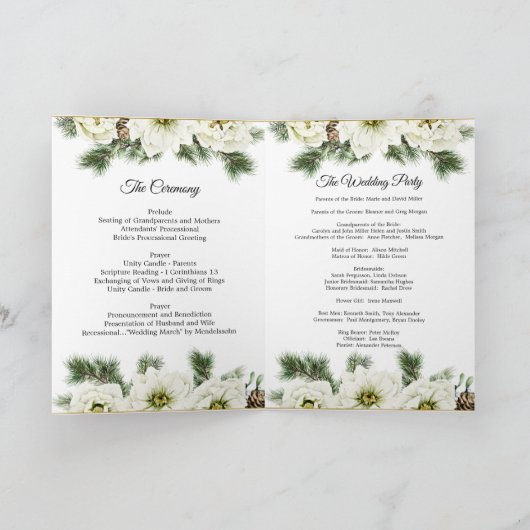 Winter Roos Dennen Hulst Kerst Huwelijksprogramma Programma (Binnen)