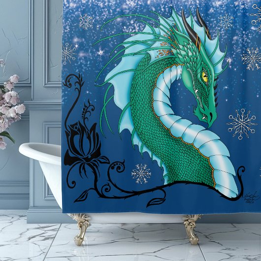 Winter Roos Dragon Douchegordijn