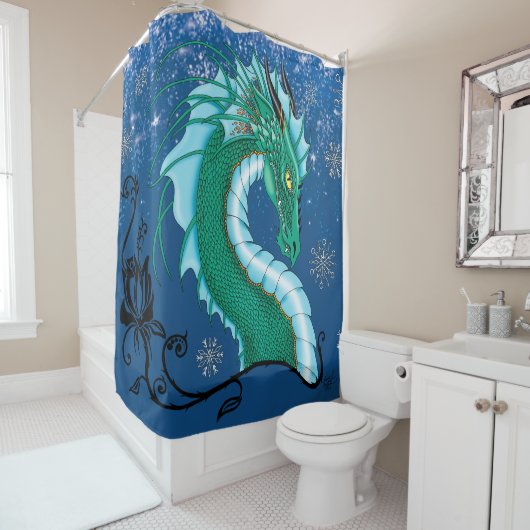 Winter Roos Dragon Douchegordijn (In situ)