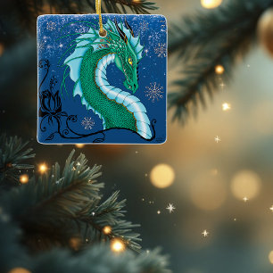 Winter Roos Dragon Keramisch Ornament