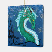 Winter Roos Dragon Keramisch Ornament (Links)