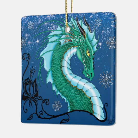Winter Roos Dragon Keramisch Ornament (Links)
