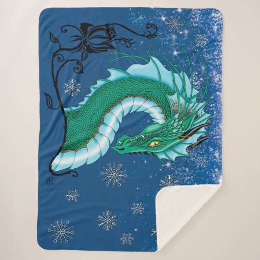 Winter Roos Dragon Sherpa Deken (Voorkant)