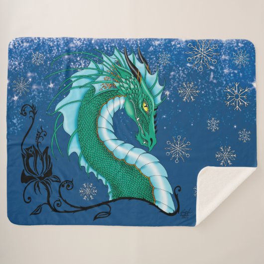 Winter Roos Dragon Sherpa Deken (Voorkant (horizontaal))