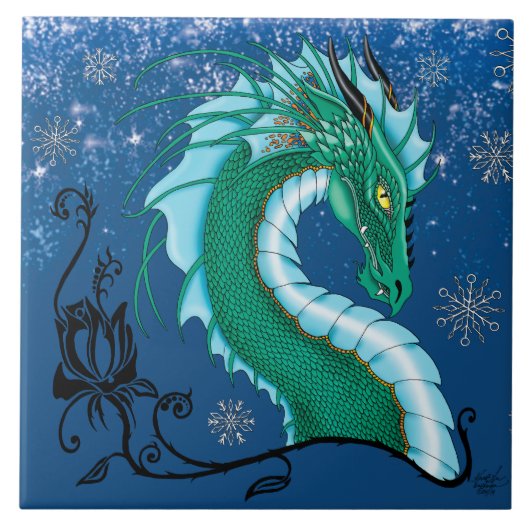 Winter Roos Dragon Tegeltje (Voorkant)