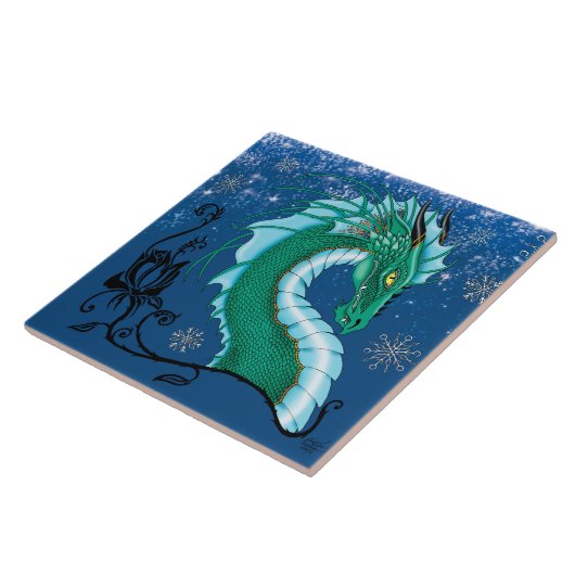 Winter Roos Dragon Tegeltje (Zijkant)