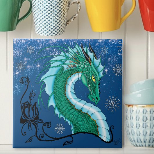 Winter Roos Dragon Tegeltje