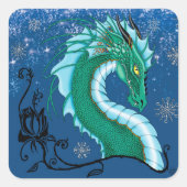 Winter Roos Dragon Vierkante Sticker (Voorkant)
