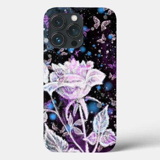 Winter Roos en Butterflies iPhone Case (Achterkant)