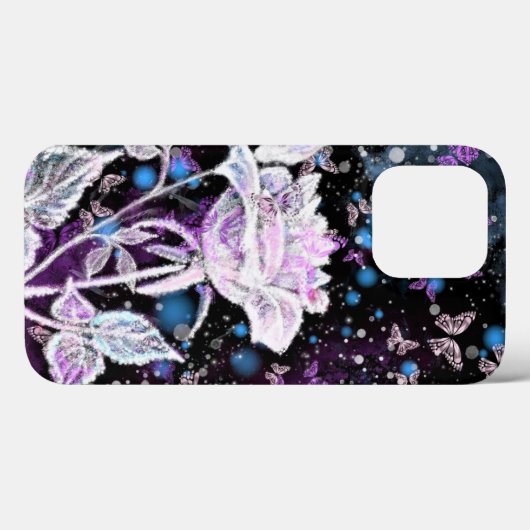 Winter Roos en Butterflies iPhone Case (Achterkant (horizontaal))