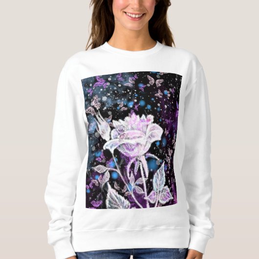 Winter Roos en Butterflies - Mooi - Trui (Voorkant)