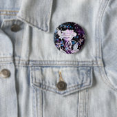 Winter Roos en Butterflies - prachtig Ronde Button 5,7 Cm (In situ)