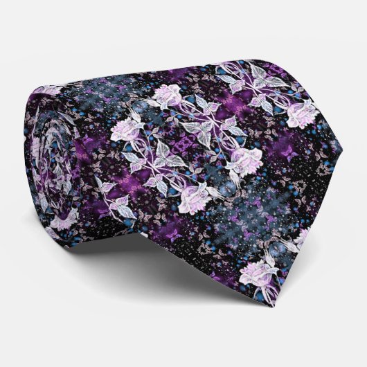 Winter Roos en Butterflies - Romantisch Stropdas (Opgerold)