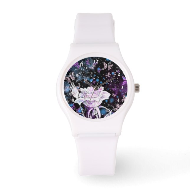Winter Roos en Butterflies Watch Horloge (Voorkant)