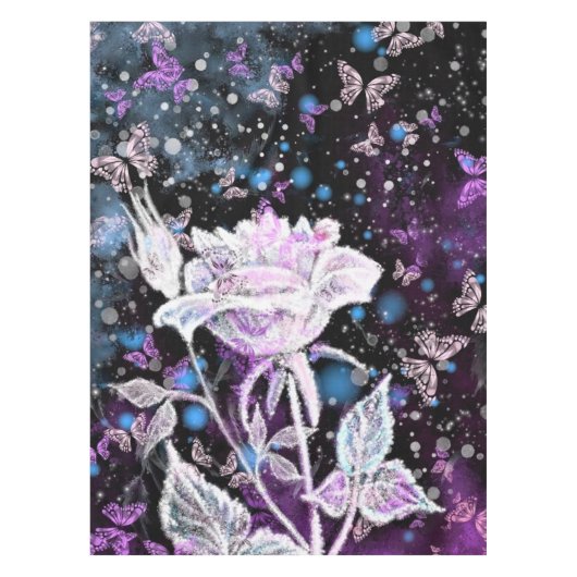 Winter Roos en Vlinder Tafelkleed (Voorkant)