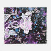 Winter Roos en Vlinders Fleece Deken (Voorkant (Horizontaal))