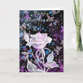 Winter Roos en Vlinders Jubileum Kaart (Voorkant)