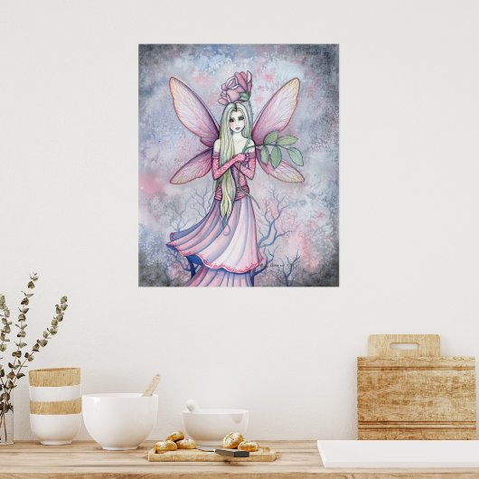 Winter Roos Fairy Poster Afdruk van Molly Harrison (Keuken)
