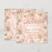 Winter Roos Gold Sweet 16 Glitter Sparkle Kaart (Voorkant / Achterkant)