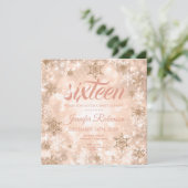 Winter Roos Gold Sweet 16 Glitter Sparkle Kaart (Staand voorkant)