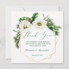 Winter Roos Pine Holly Wedding Bedankt