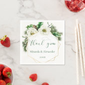 Winter Roos Pine Holly Wedding Dank je Servet (Insitu)