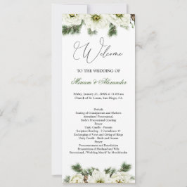 Winter Roos Pine Holly Wedding Programme Uitnodigi Kaart