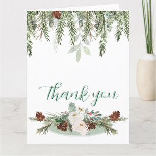 Winter Roos pinery monogram Bedankkaart