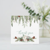 Winter Roos pinery monogram Bedankkaart (Staand voorkant)