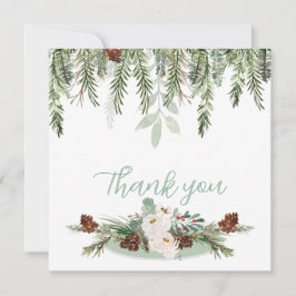 Winter Roos pinery monogram Bedankkaart