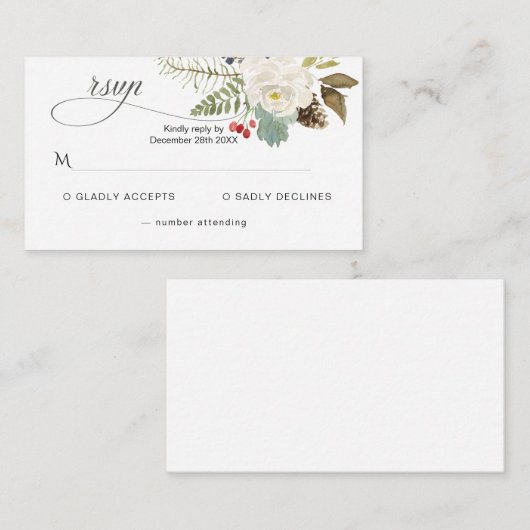 Winter Roos Pinery RSVP Informatiekaartje (Voorkant / Achterkant)