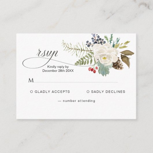 Winter Roos Pinery RSVP Informatiekaartje (Voorkant)