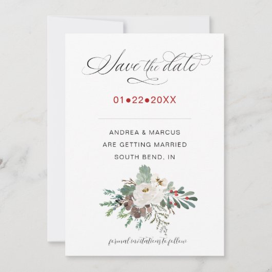 Winter Roos Pinery RSVP Save The Date (Voorkant)