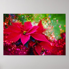 Winter roos, poinsettia / Weihnachtsstern festlich Poster