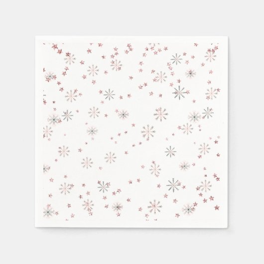 Winter Roosjes Roze & Zilver Servet (Voorkant)
