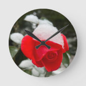 Winter Rose Wall Clock  Ronde Klok (Voorkant)